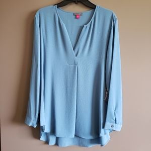 Vince Camuto Rapture Blue Tunic Blouse V-Neck Large NWT